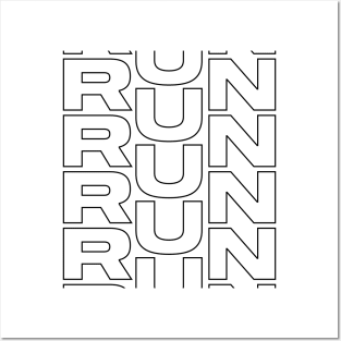 Run - black outline Posters and Art